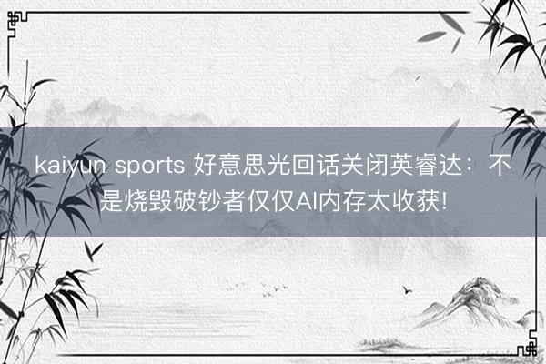 kaiyun sports 好意思光回话关闭英睿达:不是烧毁破钞者仅仅AI内存太收获!