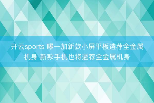 开云sports 曝一加新款小屏平板遴荐全金属机身 新款手机也将遴荐全金属机身