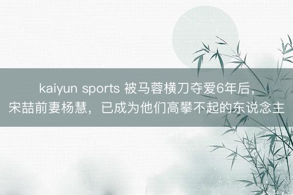 kaiyun sports 被马蓉横刀夺爱6年后，宋喆前妻杨慧，已成为他们高攀不起的东说念主