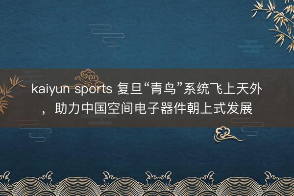 kaiyun sports 复旦“青鸟”系统飞上天外，助力中国空间电子器件朝上式发展