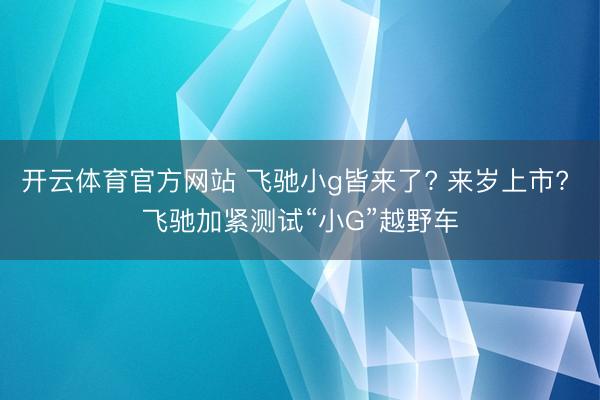 开云体育官方网站 飞驰小g皆来了? 来岁上市? 飞驰加紧测试“小G”越野车