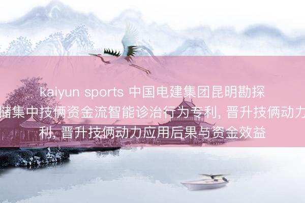kaiyun sports 中国电建集团昆明勘探想秀雅询院苦求表象储集中技俩资金流智能诊治行为专利, 晋升技俩动力应用后果与资金效益