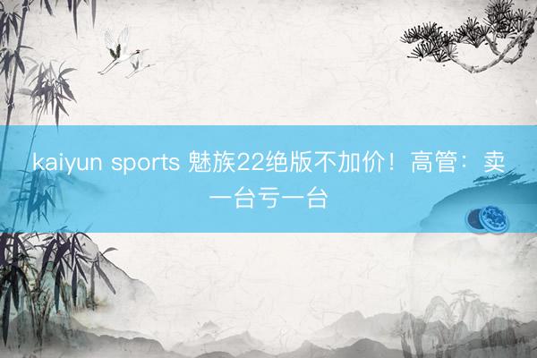 kaiyun sports 魅族22绝版不加价！高管：卖一台亏一台