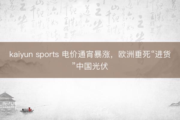 kaiyun sports 电价通宵暴涨，欧洲垂死“进货”中国光伏