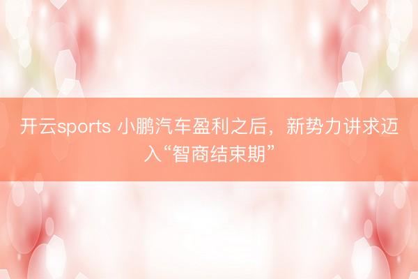 开云sports 小鹏汽车盈利之后，新势力讲求迈入“智商结束期”
