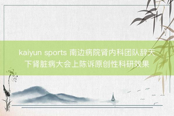 kaiyun sports 南边病院肾内科团队辞天下肾脏病大会上陈诉原创性科研效果