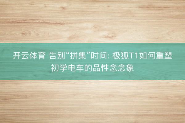 开云体育 告别“拼集”时间: 极狐T1如何重塑初学电车的品性念念象