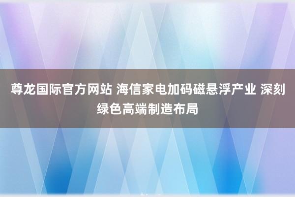尊龙国际官方网站 海信家电加码磁悬浮产业 深刻绿色高端制造布局