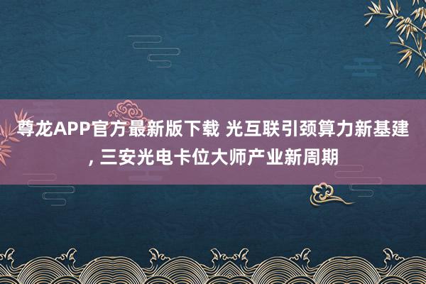 尊龙APP官方最新版下载 光互联引颈算力新基建， 三安光电卡位大师产业新周期