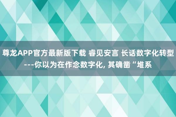尊龙APP官方最新版下载 睿见安言 长话数字化转型---你以为在作念数字化， 其确凿“堆系