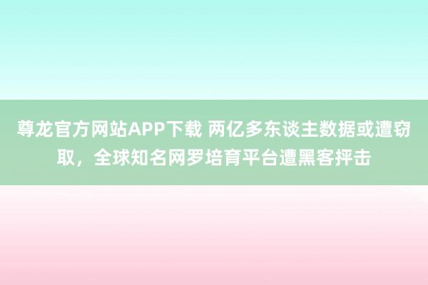 尊龙官方网站APP下载 两亿多东谈主数据或遭窃取，全球知名网罗培育平台遭黑客抨击