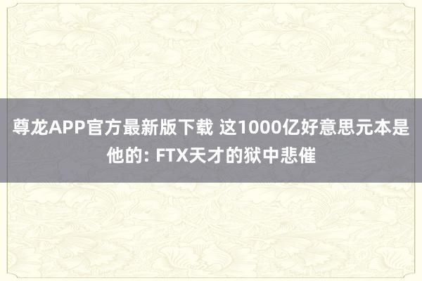 尊龙APP官方最新版下载 这1000亿好意思元本是他的: FTX天才的狱中悲催