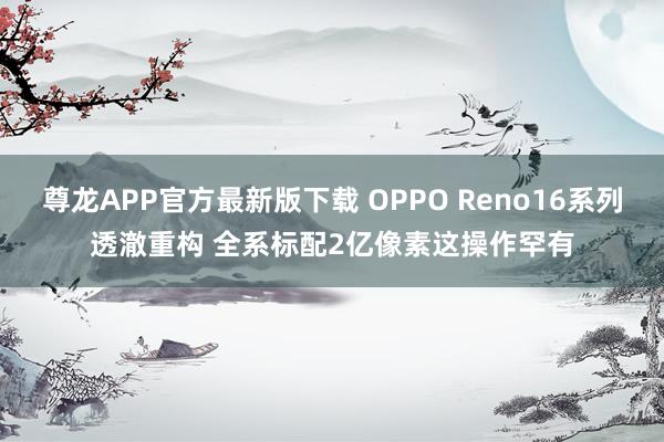 尊龙APP官方最新版下载 OPPO Reno16系列透澈重构 全系标配2亿像素这操作罕有
