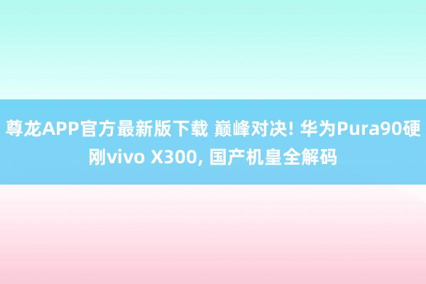 尊龙APP官方最新版下载 巅峰对决! 华为Pura90硬刚vivo X300， 国产机皇全解码