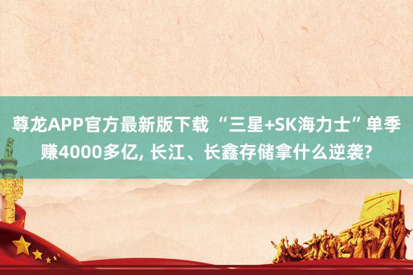 尊龙APP官方最新版下载 “三星+SK海力士”单季赚4000多亿， 长江、长鑫存储拿什么逆袭?