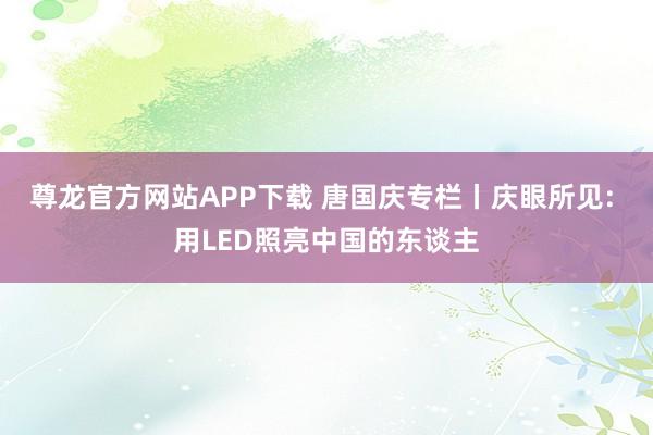 尊龙官方网站APP下载 唐国庆专栏丨庆眼所见: 用LED照亮中国的东谈主