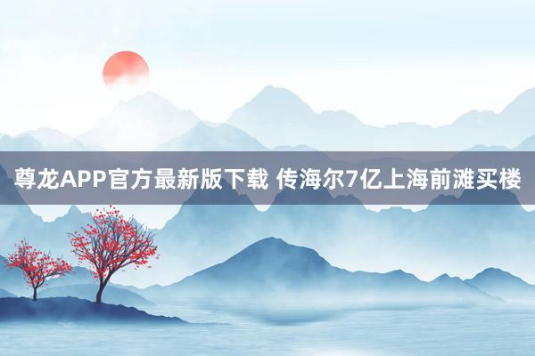 尊龙APP官方最新版下载 传海尔7亿上海前滩买楼