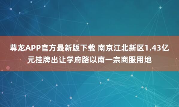 尊龙APP官方最新版下载 南京江北新区1.43亿元挂牌出让学府路以南一宗商服用地