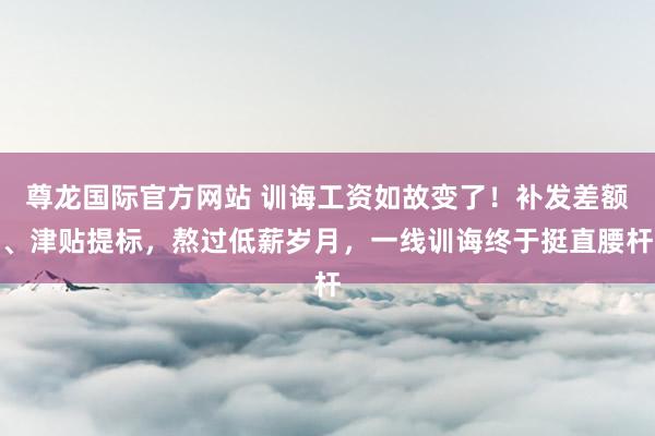 尊龙国际官方网站 训诲工资如故变了！补发差额、津贴提标，熬过低薪岁月，一线训诲终于挺直腰杆