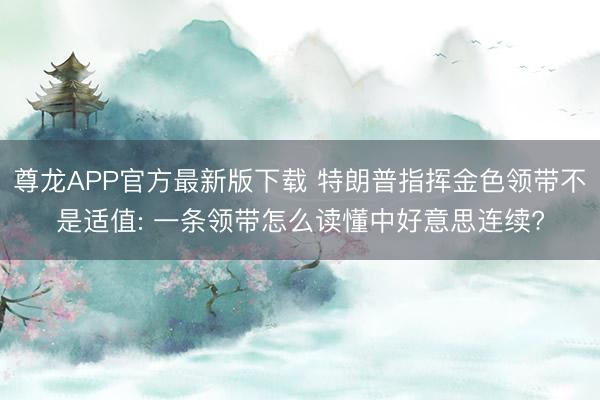 尊龙APP官方最新版下载 特朗普指挥金色领带不是适值: 一条领带怎么读懂中好意思连续?