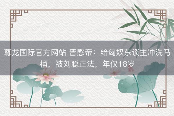 尊龙国际官方网站 晋愍帝：给匈奴东谈主冲洗马桶，被刘聪正法，年仅18岁