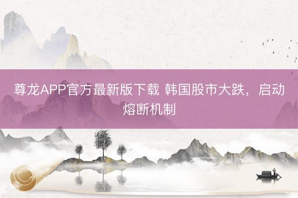 尊龙APP官方最新版下载 韩国股市大跌，启动熔断机制