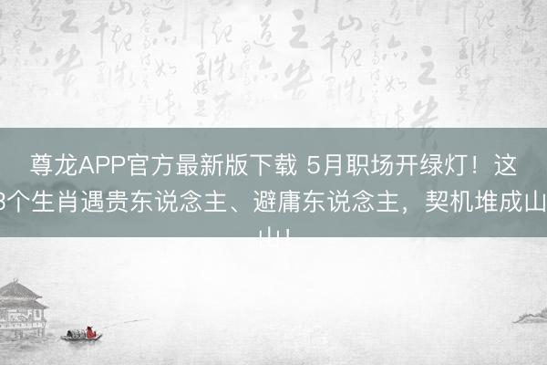 尊龙APP官方最新版下载 5月职场开绿灯！这3个生肖遇贵东说念主、避庸东说念主，契机堆成山！