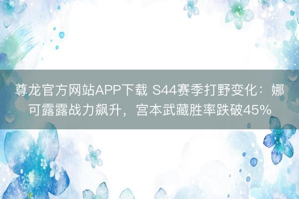 尊龙官方网站APP下载 S44赛季打野变化：娜可露露战力飙升，宫本武藏胜率跌破45%