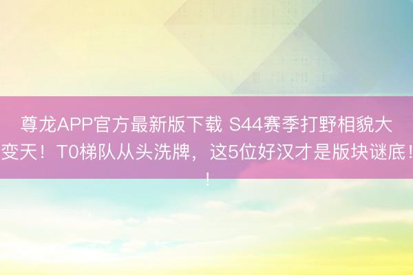 尊龙APP官方最新版下载 S44赛季打野相貌大变天！T0梯队从头洗牌，这5位好汉才是版块谜底！