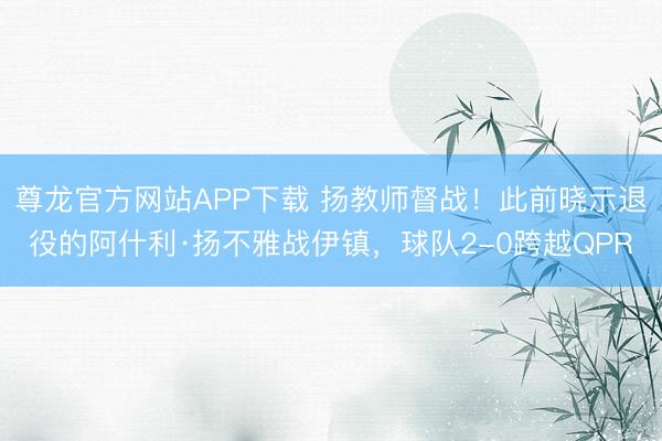 尊龙官方网站APP下载 扬教师督战！此前晓示退役的阿什利·扬不雅战伊镇，球队2-0跨越QPR