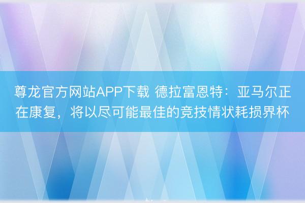尊龙官方网站APP下载 德拉富恩特：亚马尔正在康复，将以尽可能最佳的竞技情状耗损界杯