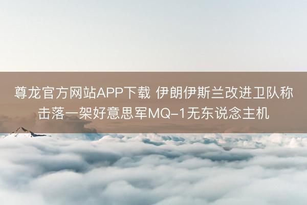 尊龙官方网站APP下载 伊朗伊斯兰改进卫队称击落一架好意思军MQ-1无东说念主机