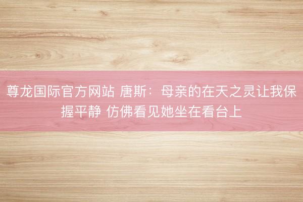 尊龙国际官方网站 唐斯：母亲的在天之灵让我保握平静 仿佛看见她坐在看台上