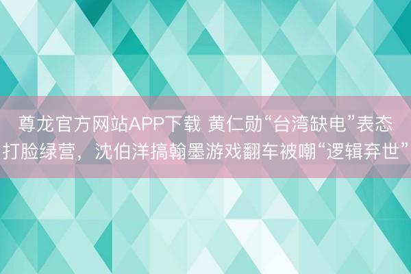 尊龙官方网站APP下载 黄仁勋“台湾缺电”表态打脸绿营，沈伯洋搞翰墨游戏翻车被嘲“逻辑弃世”