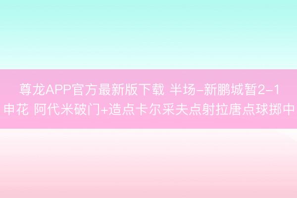 尊龙APP官方最新版下载 半场-新鹏城暂2-1申花 阿代米破门+造点卡尔采夫点射拉唐点球掷中