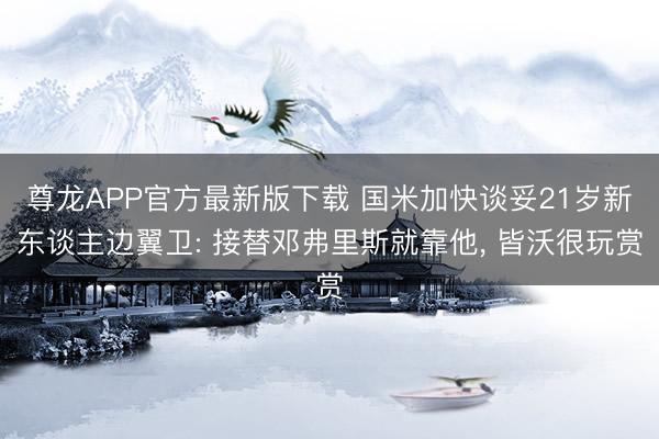 尊龙APP官方最新版下载 国米加快谈妥21岁新东谈主边翼卫: 接替邓弗里斯就靠他, 皆沃很玩赏