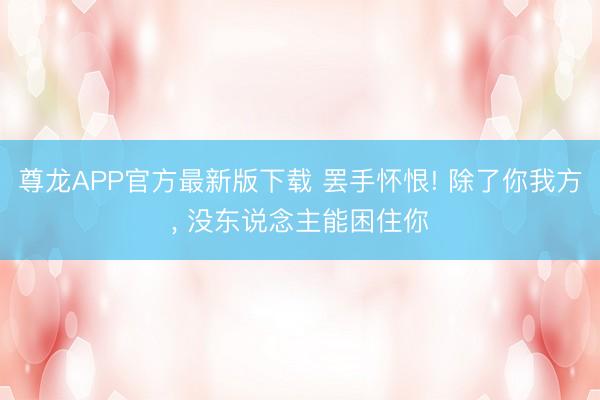 尊龙APP官方最新版下载 罢手怀恨! 除了你我方， 没东说念主能困住你