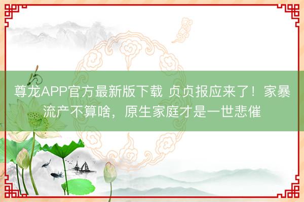 尊龙APP官方最新版下载 贞贞报应来了！家暴流产不算啥，原生家庭才是一世悲催