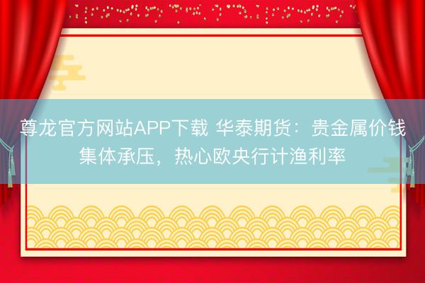 尊龙官方网站APP下载 华泰期货：贵金属价钱集体承压，热心欧央行计渔利率