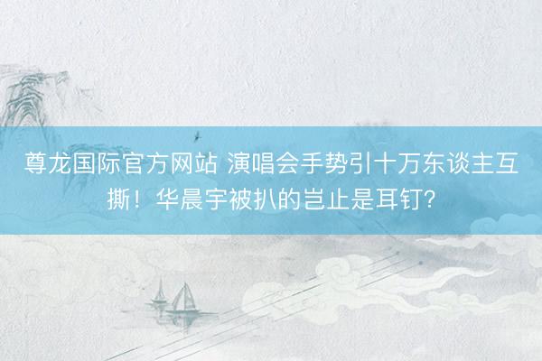 尊龙国际官方网站 演唱会手势引十万东谈主互撕！华晨宇被扒的岂止是耳钉？