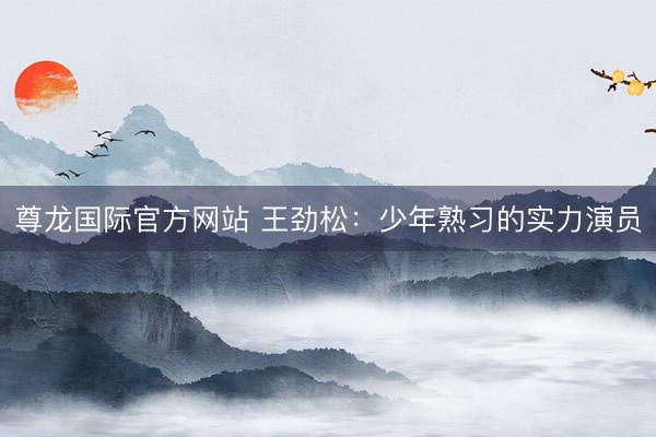 尊龙国际官方网站 王劲松：少年熟习的实力演员