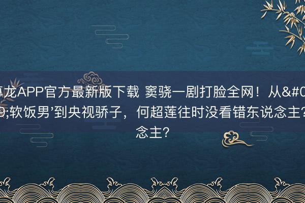 尊龙APP官方最新版下载 窦骁一剧打脸全网！从'软饭男'到央视骄子，何超莲往时没看错东说念主？