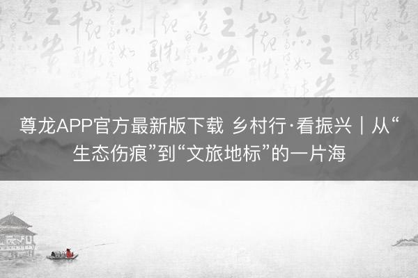 尊龙APP官方最新版下载 乡村行·看振兴｜从“生态伤痕”到“文旅地标”的一片海