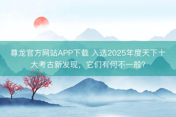尊龙官方网站APP下载 入选2025年度天下十大考古新发现，它们有何不一般？