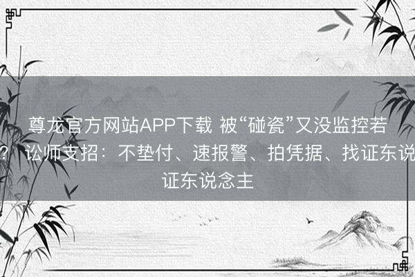尊龙官方网站APP下载 被“碰瓷”又没监控若何办? 讼师支招:不垫付、速报警、拍凭据、找证东说念主