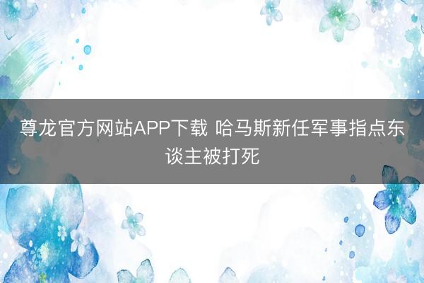 尊龙官方网站APP下载 哈马斯新任军事指点东谈主被打死