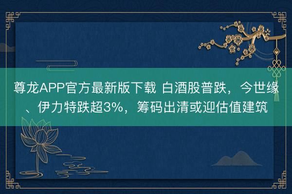 尊龙APP官方最新版下载 白酒股普跌，今世缘、伊力特跌超3%，筹码出清或迎估值建筑