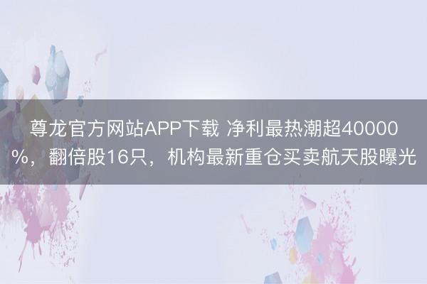 尊龙官方网站APP下载 净利最热潮超40000%，翻倍股16只，机构最新重仓买卖航天股曝光