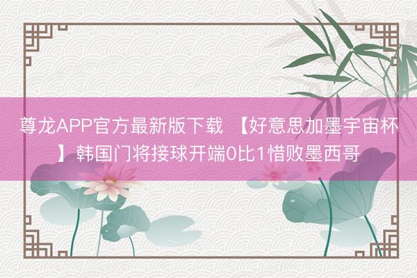 尊龙APP官方最新版下载 【好意思加墨宇宙杯】韩国门将接球开端0比1惜败墨西哥